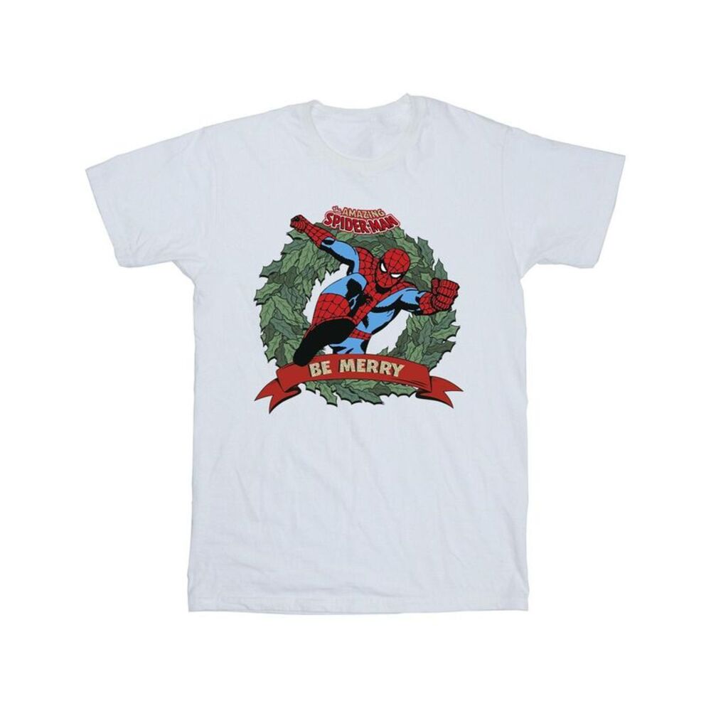 Spider-Man Girls Be Merry Cotton T-Shirt / White